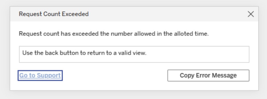 Request count exceeded error Request count exceeded error