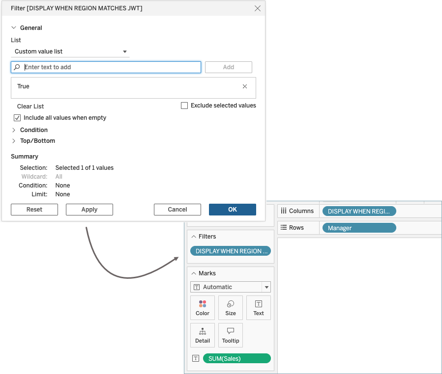 Custom filter and workbook