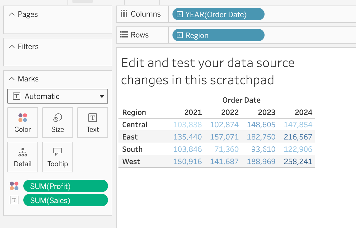 Tableau viz with no table calculation