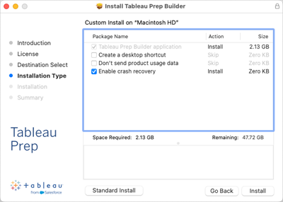 Instalar com a interface do usuário - Tableau