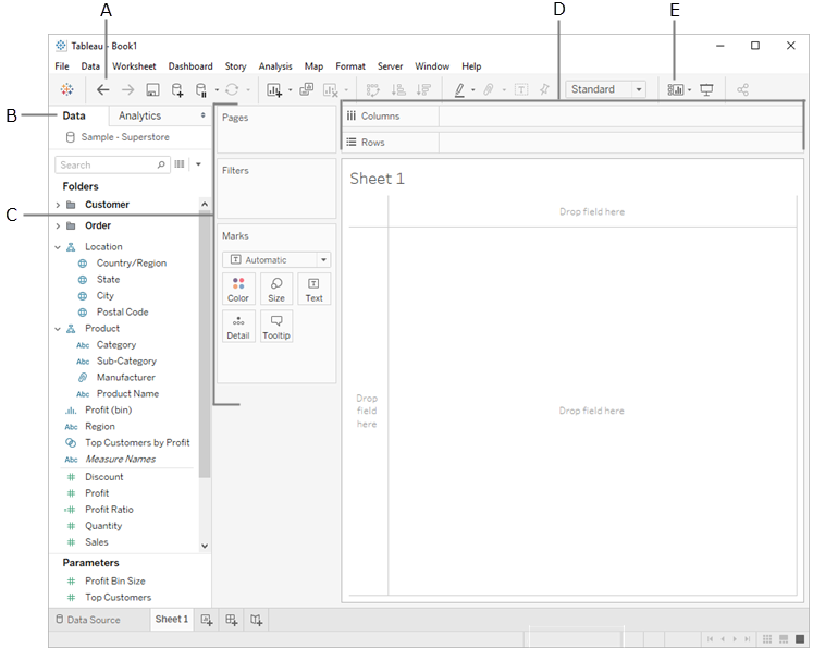 An overview of workspace elements