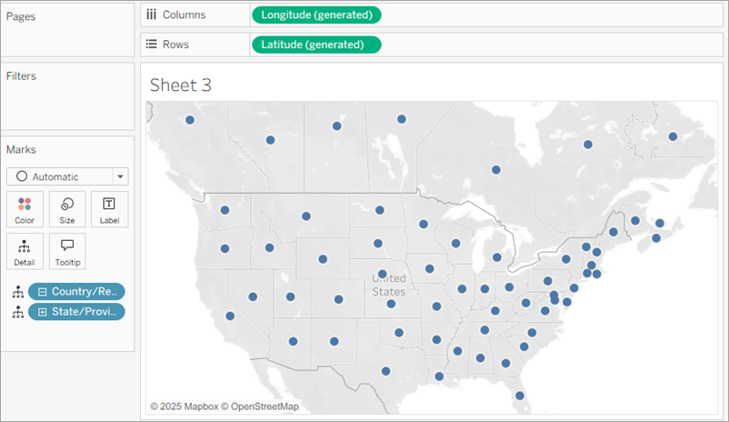 カナダと米国本土のシンボルマップ