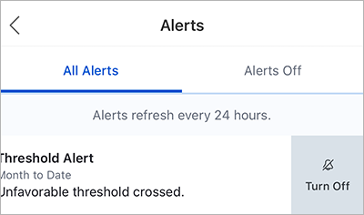 Swipe left to turn off alert