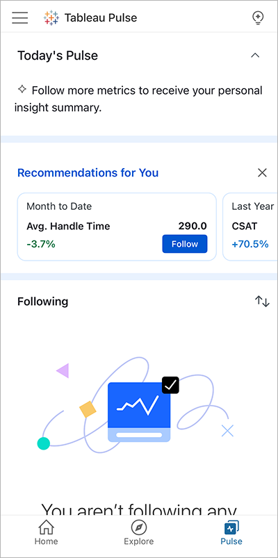 Recomendaciones de métricas de Tableau Pulse