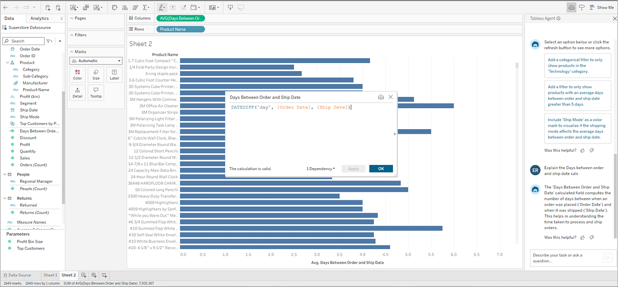 Einstein copilot conversation pane showing calculation description.