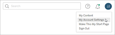 The My Account Settings menu in Tableau