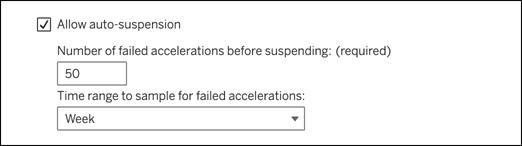 Dialog for setting maximum number of failures for acceleration