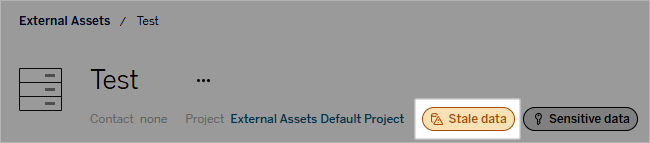 Data quality warning on asset page