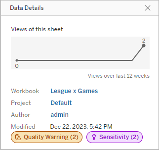 Labels in the Data Details pane