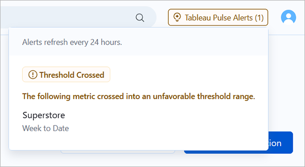 Threshold crossed alert