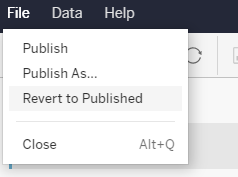 File dropdown menu, Revert to Published option