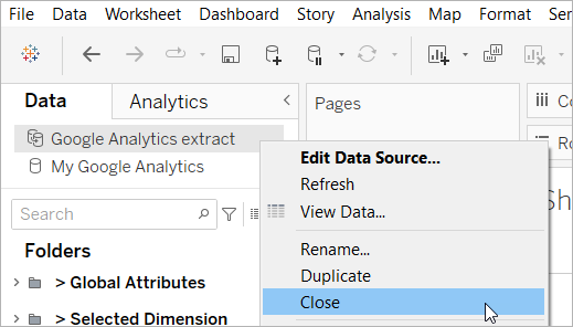 Menú Fuente de datos