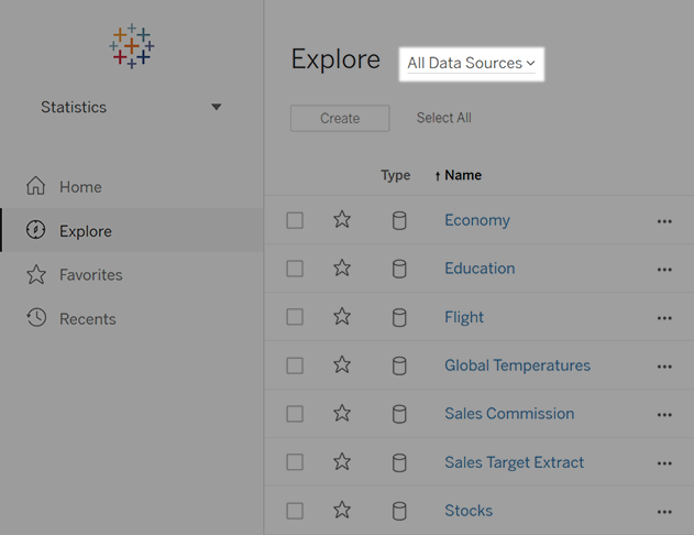 Explore filtrados a fuentes de datos