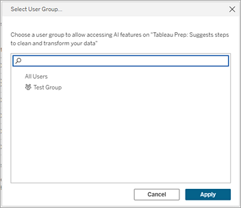 Cuadro de diálogo Seleccionar grupo de usuarios.