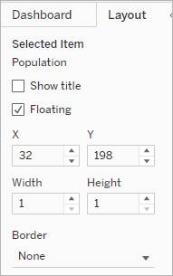 Volet Tableau de bord sur lequel Flottant est sélectionné.