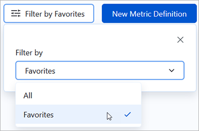 Filtrer les options des métriques