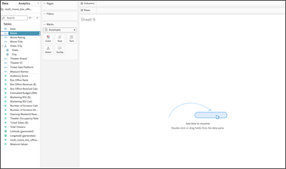 O painel Dados do Tableau com uma dimensão chamada Gênero selecionada.
