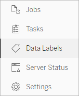 Uso do item de menu Rótulos de dados para acessar a página Rótulos de dados