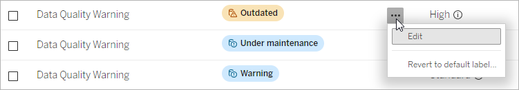 Revertendo um rótulo integrado para seus padrões