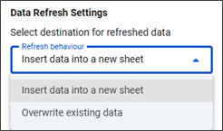 Alternativ för datauppdatering i Tableau-tillägget för Google Workspace.