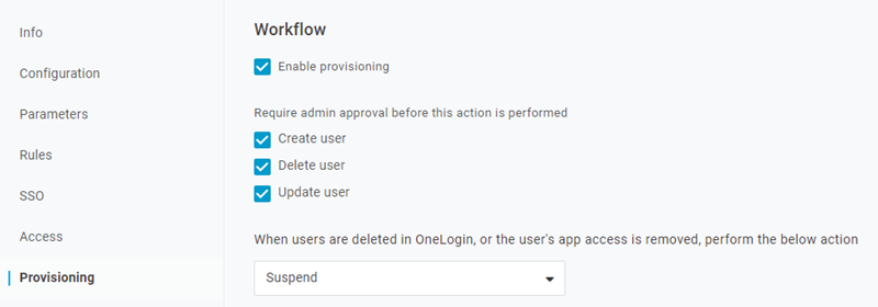 OneLogin 门户的“预置”页面（针对 Tableau Cloud 设置）的图像