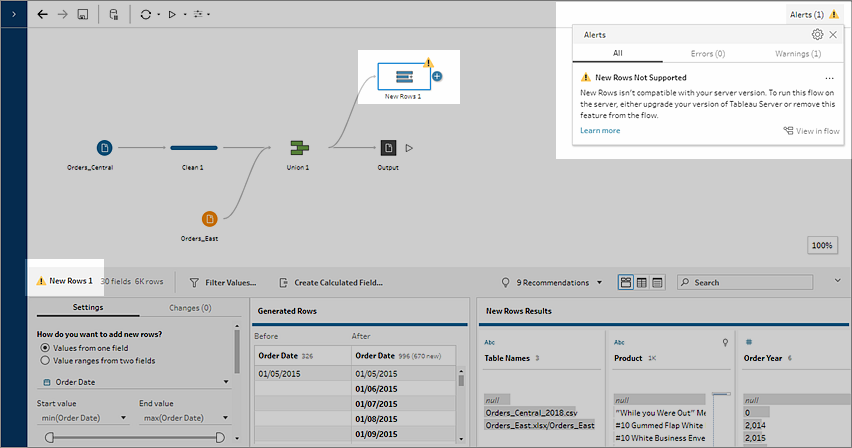 tableau prep system error