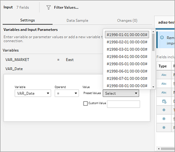 SAP HANA Input for parameters and variables