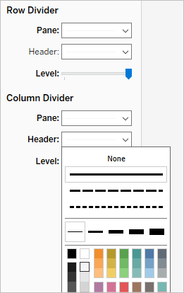 A snippet showing the format pane with the correct settings for the borders