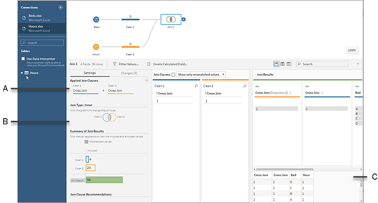 The Join Profile pane with various elements called out to correspond to the list above