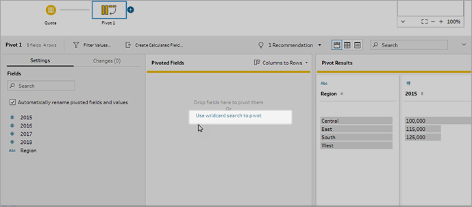 tableau prep pivot columns to rows