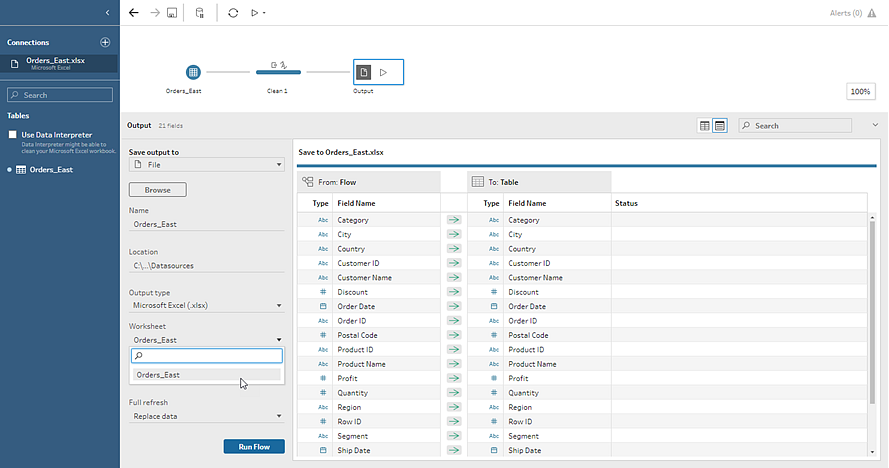 tableau prep export to excel