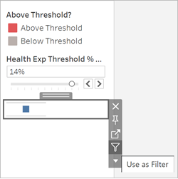 Das Objekt wird ausgewählt, das Filtersymbol wird angeklickt und "Als Filter verwenden" wird ausgewählt.