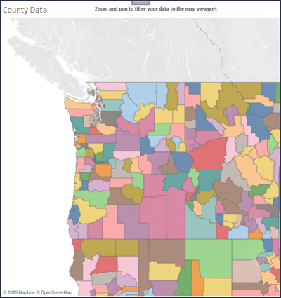 Map viewport zoomed in on Washington State.