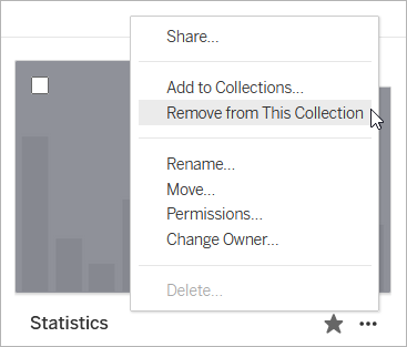Remove from This Collection option in Actions menu