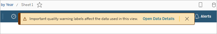 Data quality warning info message appears on view