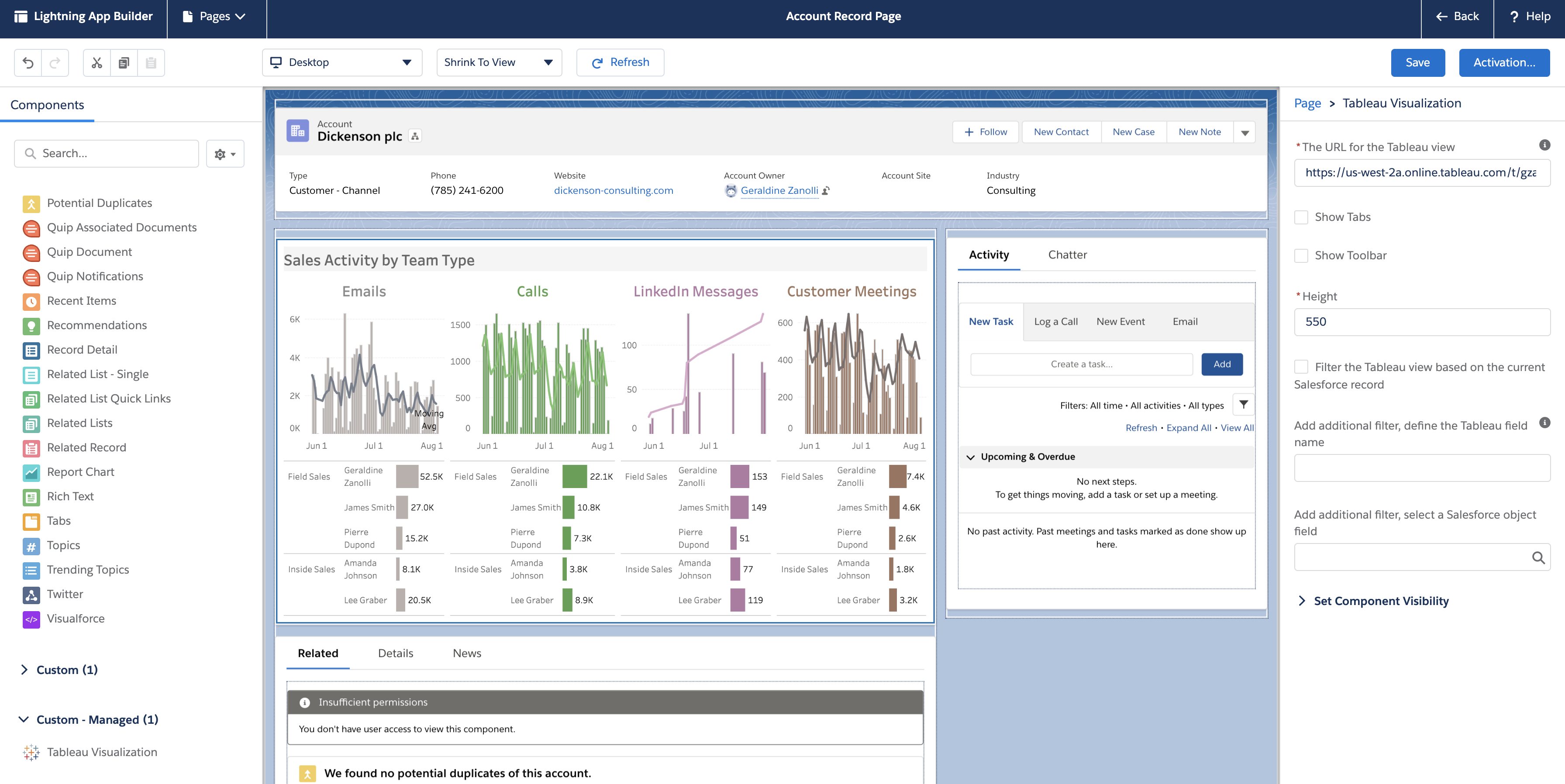 Tableau Visualisation LWC