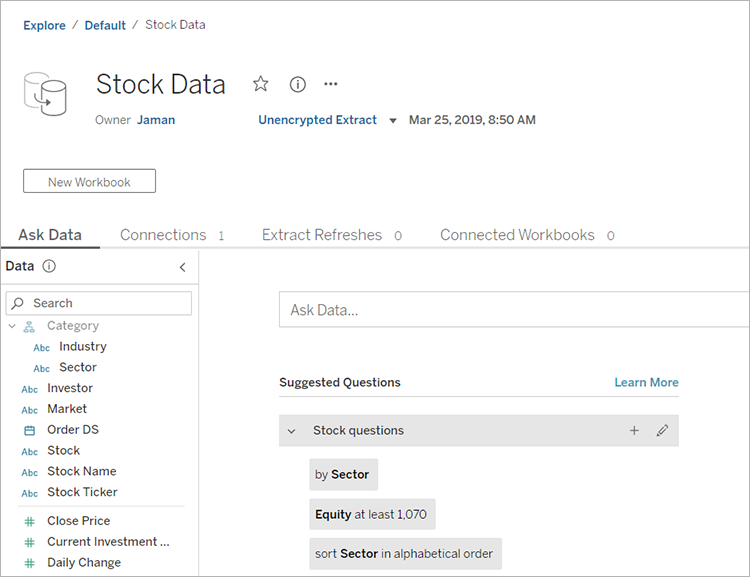 Data source page