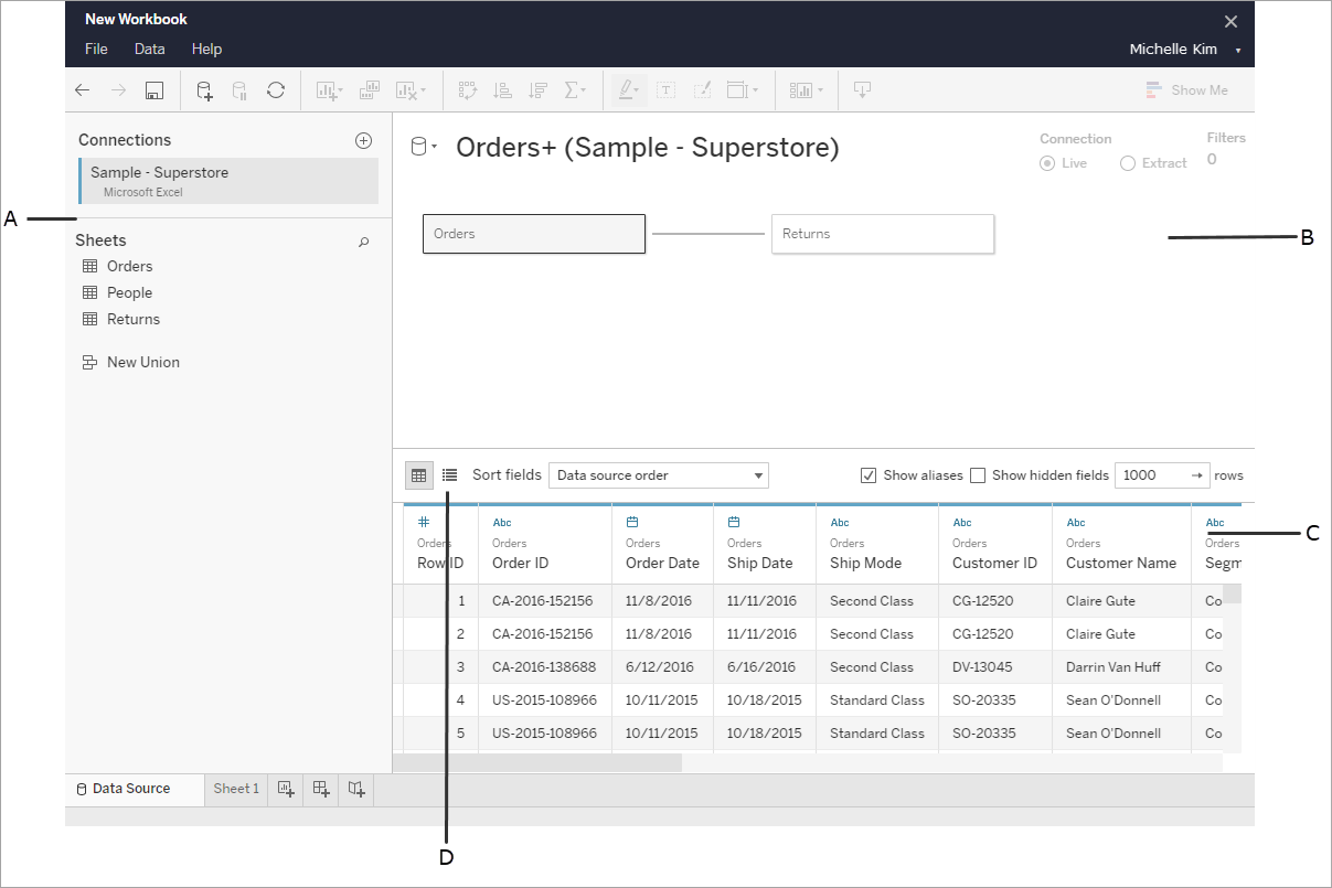 Data source page