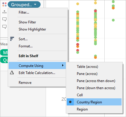 context menu showing Compute Using