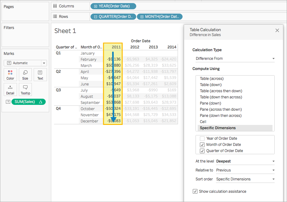 Transform Values With Table Calculations Tableau