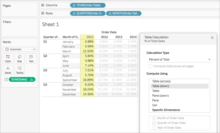 Table Calculation Types Tableau