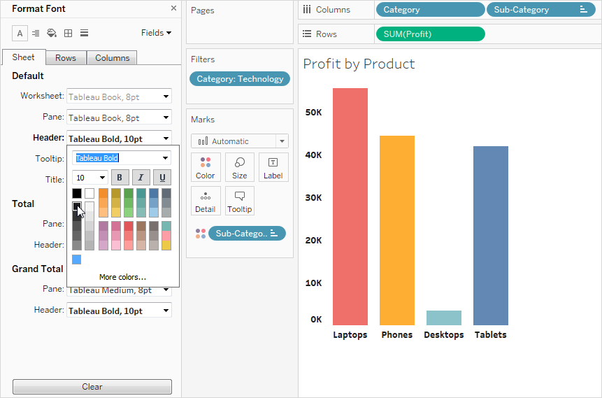 Format At The Worksheet Level Tableau