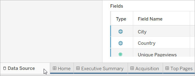 Data source tab