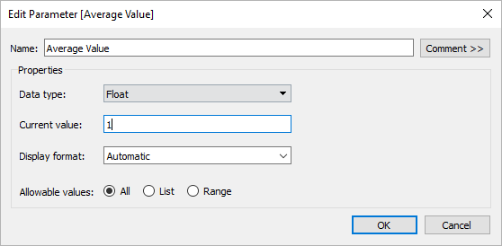 Parameter action example.