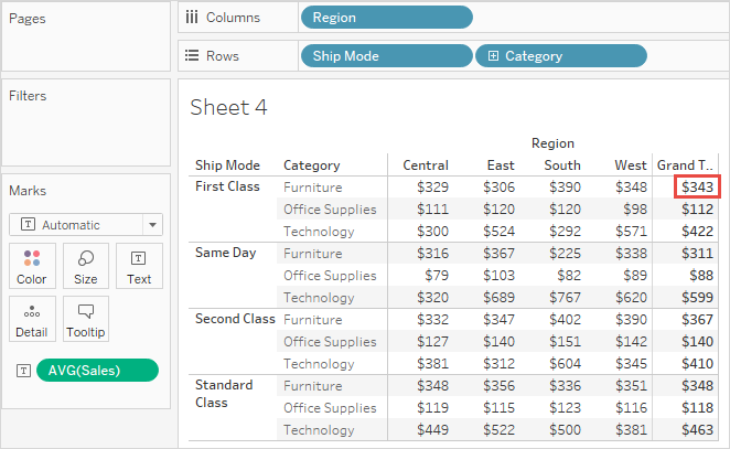 Show Totals in a Visualization Tableau