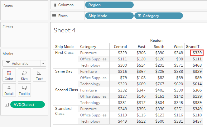 Show Totals in a Visualization Tableau