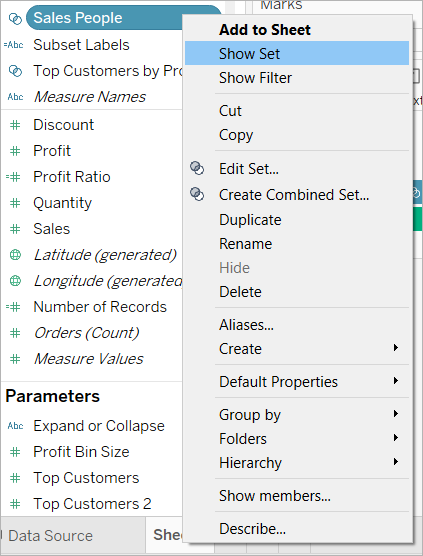 Create Sets Tableau