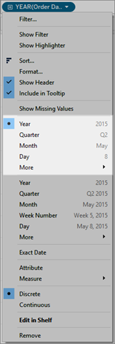 Change Date Levels Tableau