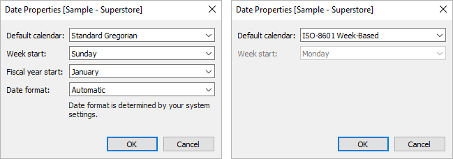 ISO-8601 Week-Based Calendar - Tableau