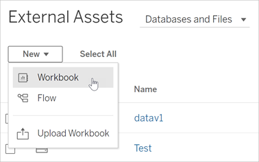 New Workbook button on database and table pages